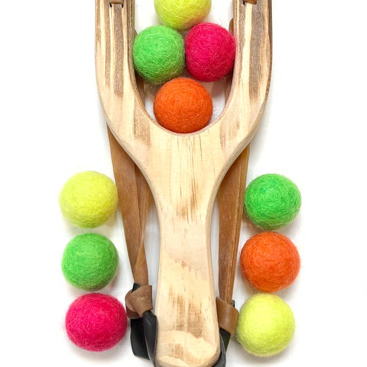 Classic Wooden Slingshot - Neon Yellow