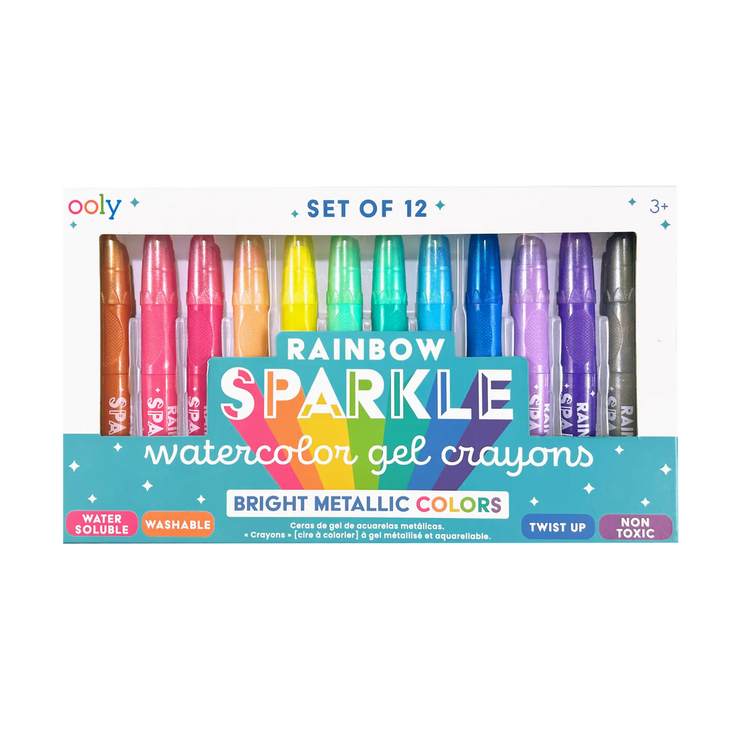 Rainbow Sparkle Watercolor Gel Crayons - Set of 12