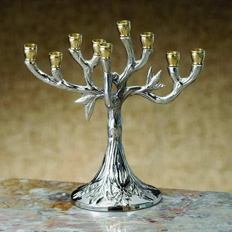 Silver Menorah- Tree Design