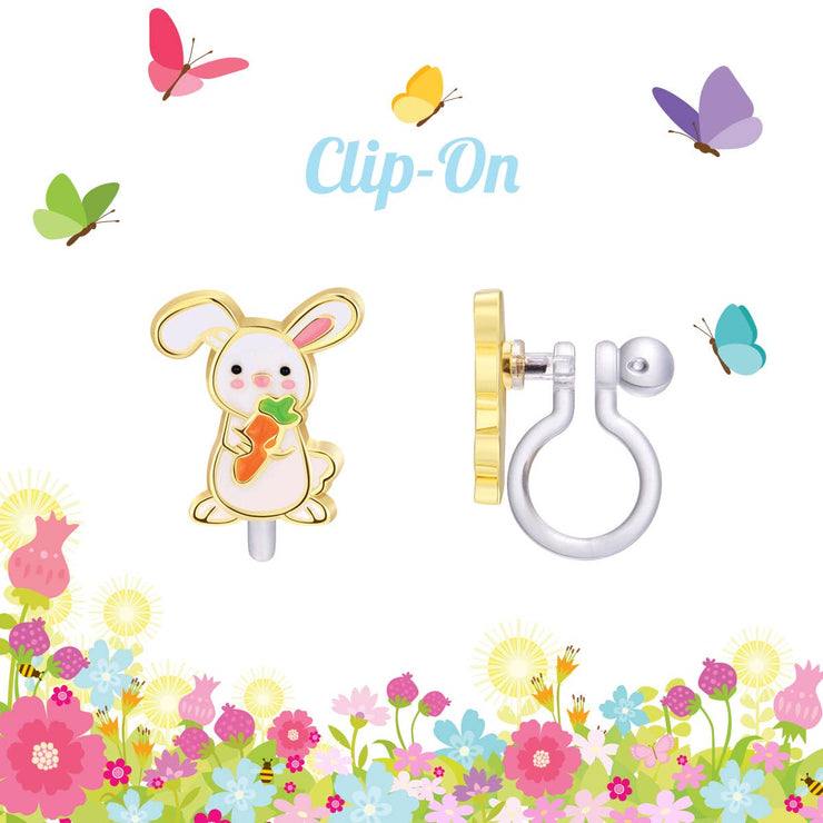 CLIP ON Cutie Earrings- Easter Bunny Hugs