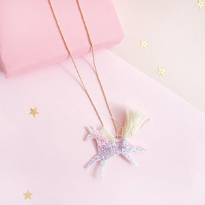 Ombre Glittered Unicorn Necklace