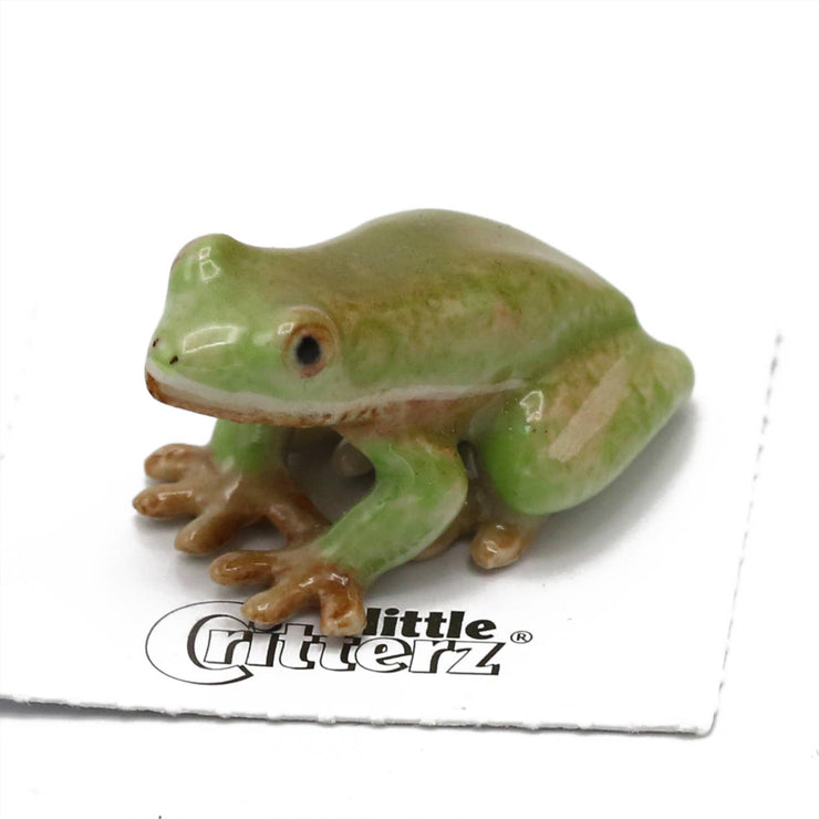 Pond Green Tree Frog Porcelain Miniature
