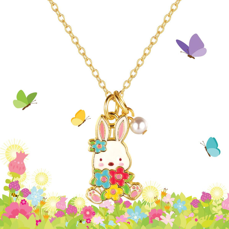 Sweet Petite Necklace- Easter Bunny and Blooms