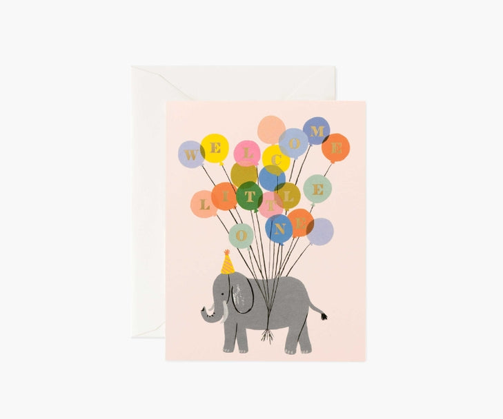 Welcome Little One Elephant - Baby Card