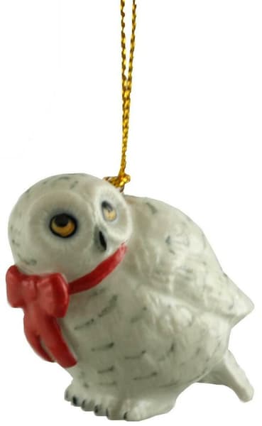Snowy Owl w/Red Hat Ornament