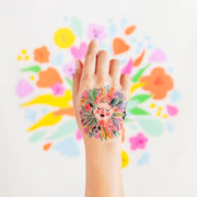 Floral Lion Temporary Tattoo